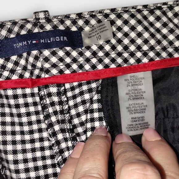 Tommy Hilfiger Womens Pants Sz 10 Black‎ White Checked Straight Stretch Classic - Picture 8 of 12